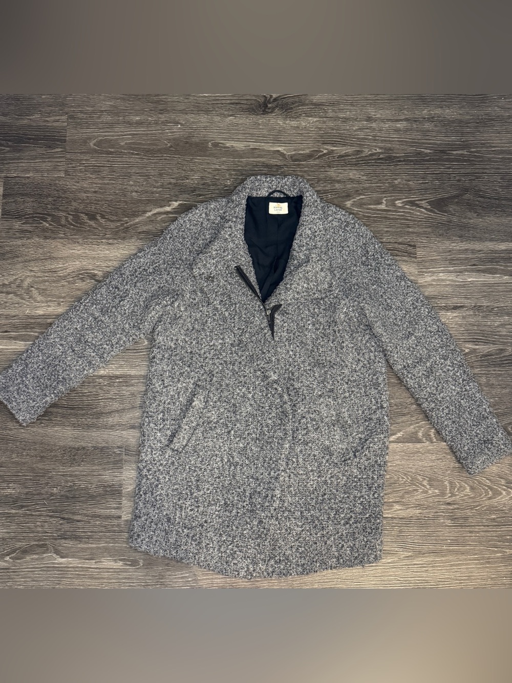 Marine Layer Gray Bouclé Cocoon Coat Wool Blend Zip Snap Jacket Small